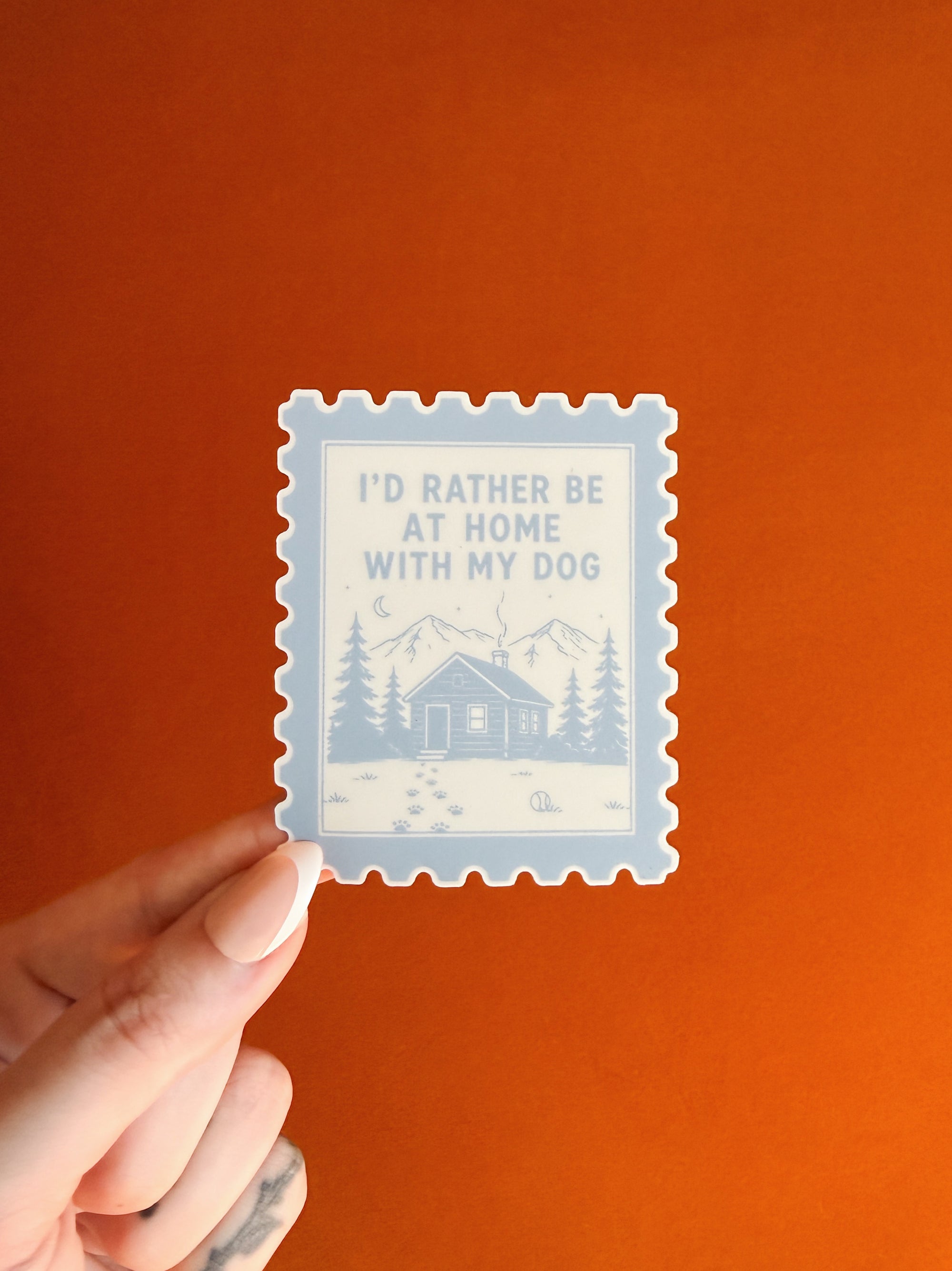I’d Rather Be At Home With My Dog Blue Sticker