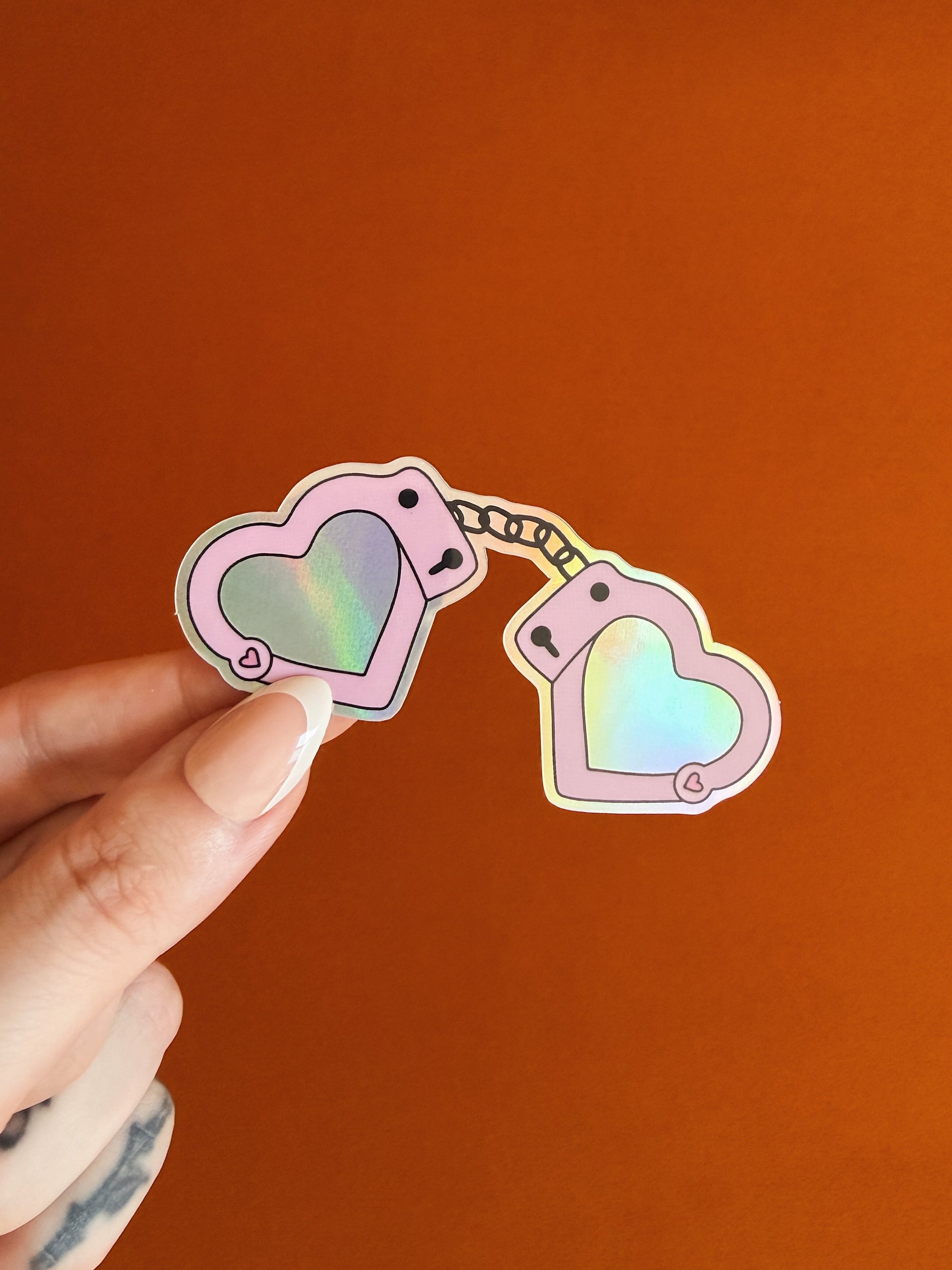 Holographic Pink Handcuff Sticker