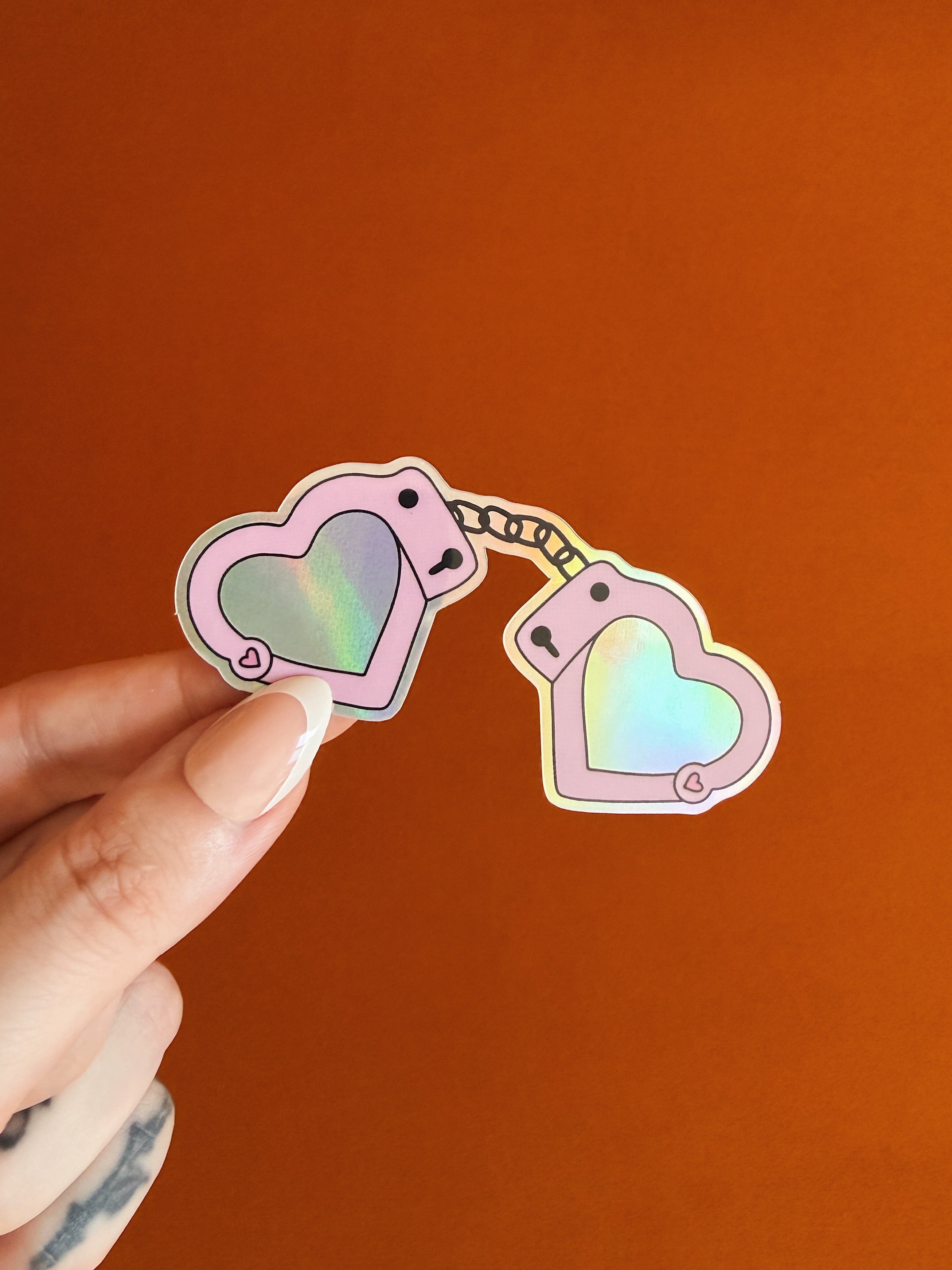 Holographic Pink Handcuff Sticker
